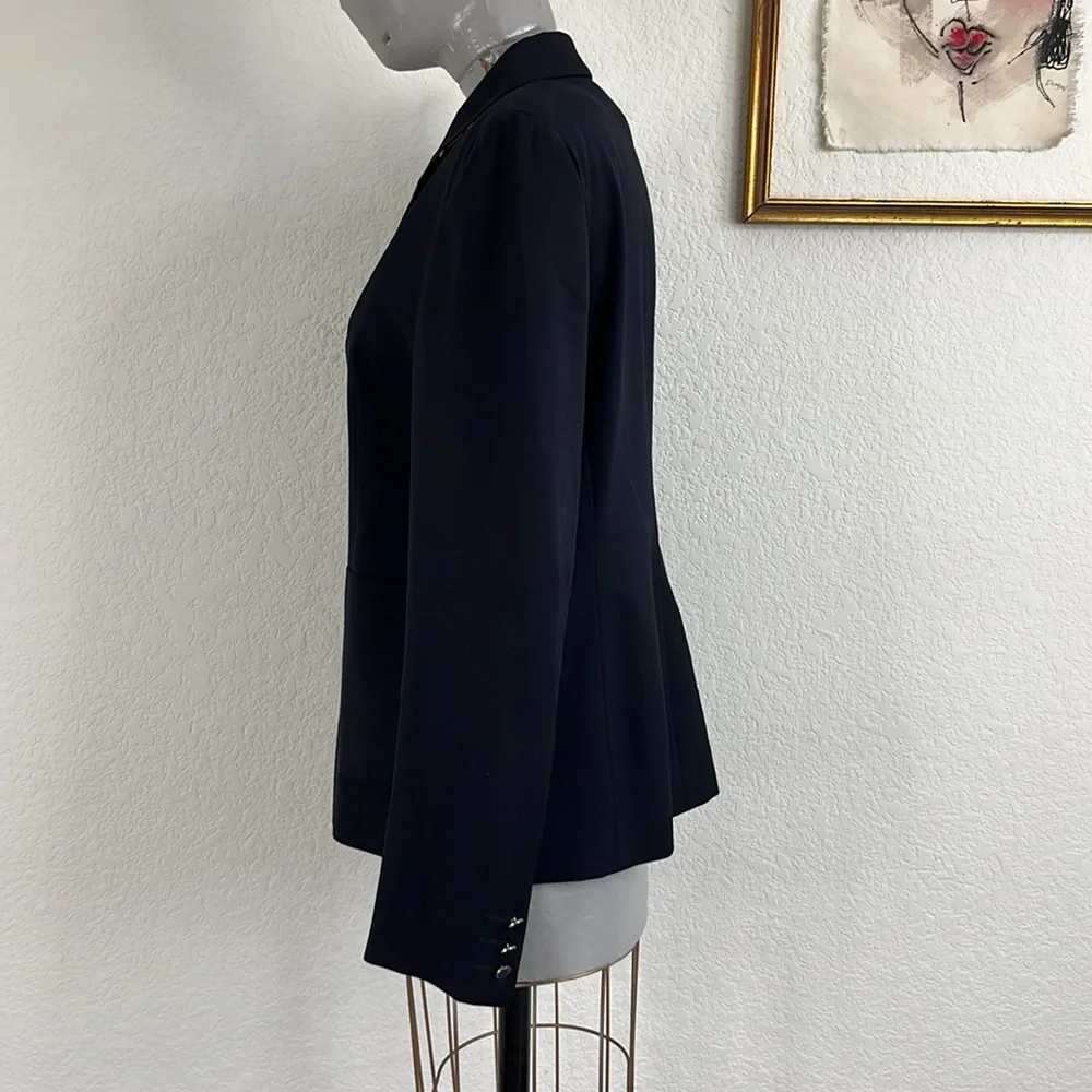 Burberry London Silver Enamel Button Navy Wool Stretch Blue Blazer - Picture 6 of 11